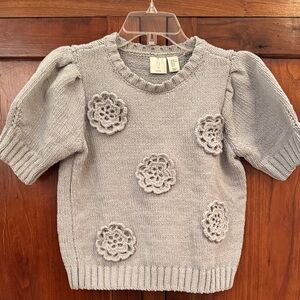 joie blue shirt sleeve sweater with flowers. Size xs